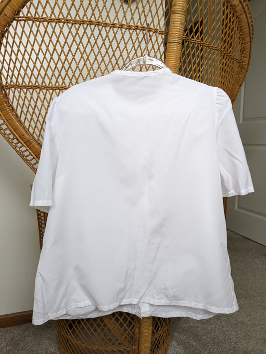 1970s Sears ruffle white blouse Button Down Shirt Rad Bonnie's Vintage