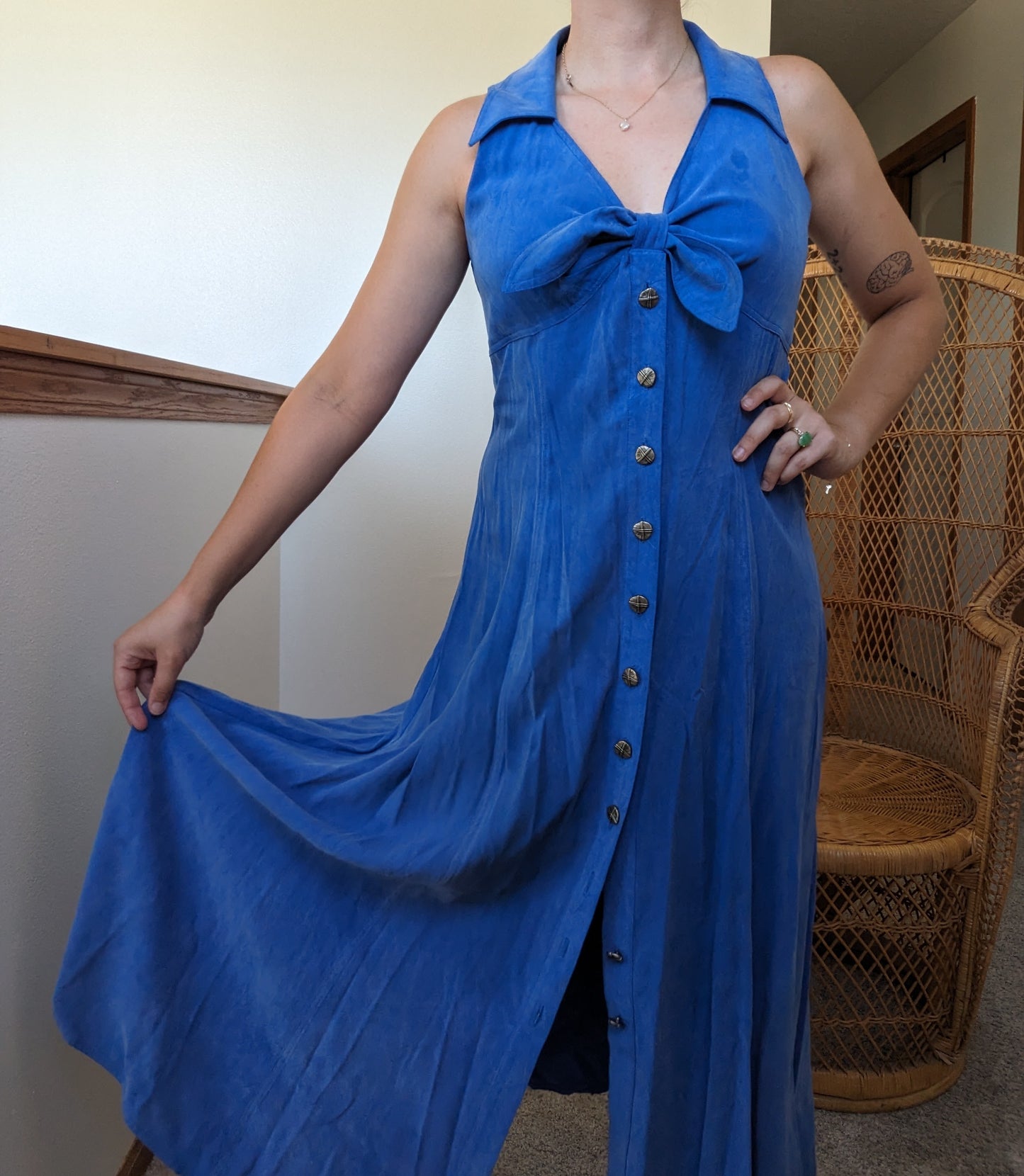 1990s blue halter dress