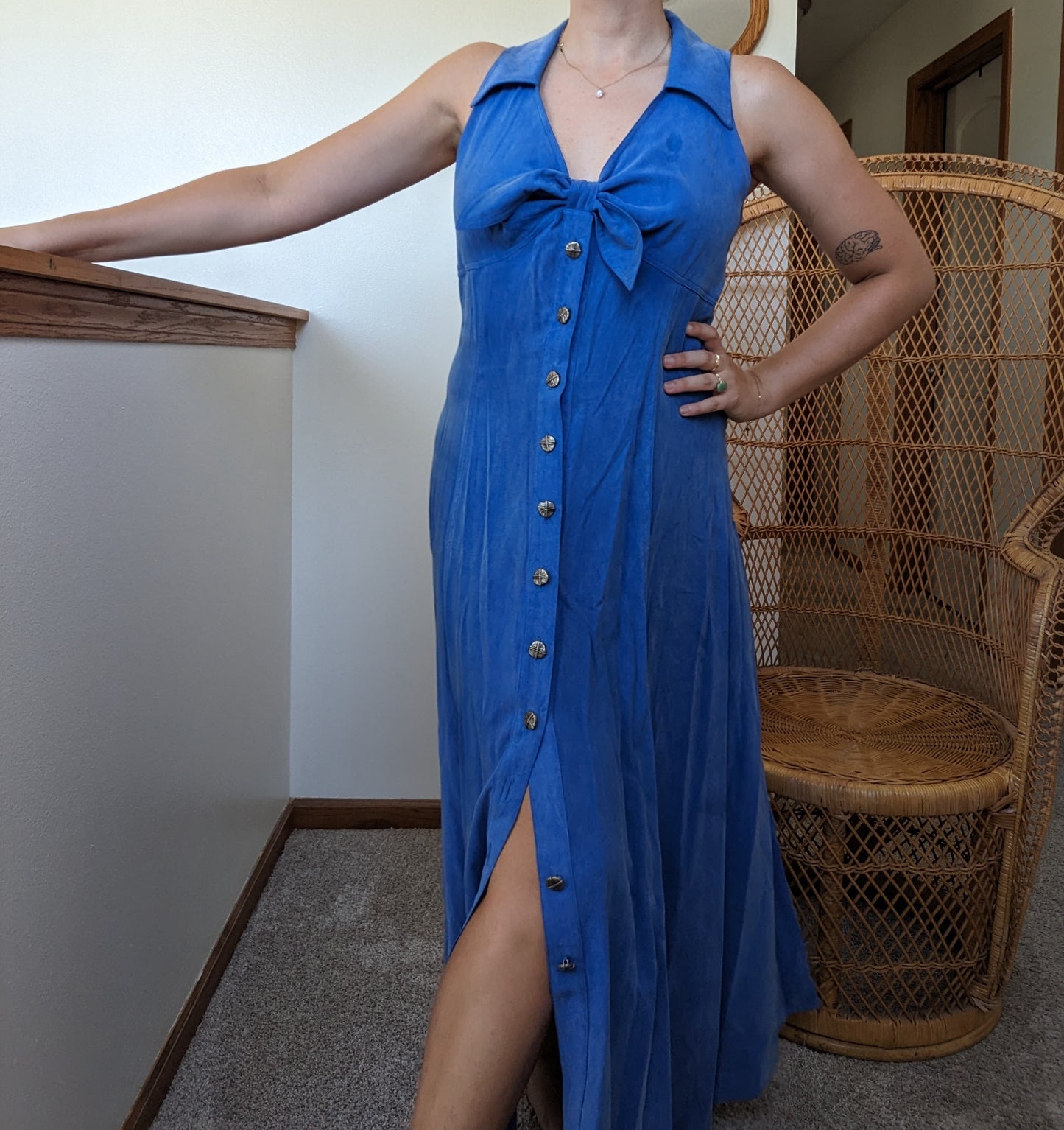1990s blue halter dress
