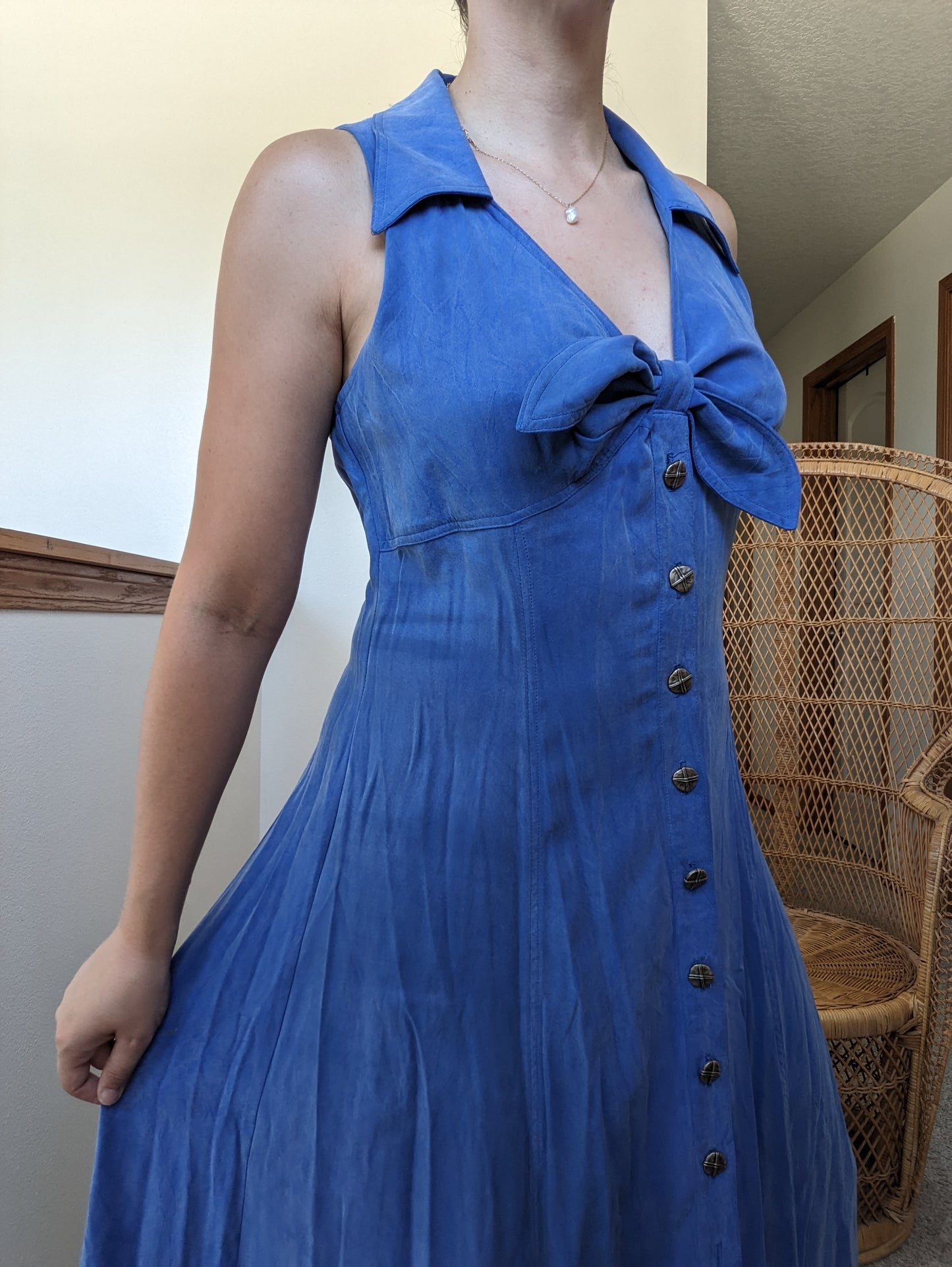 1990s blue halter dress