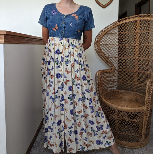 1990s butterfly maxi Dress Rad Bonnie's Vintage