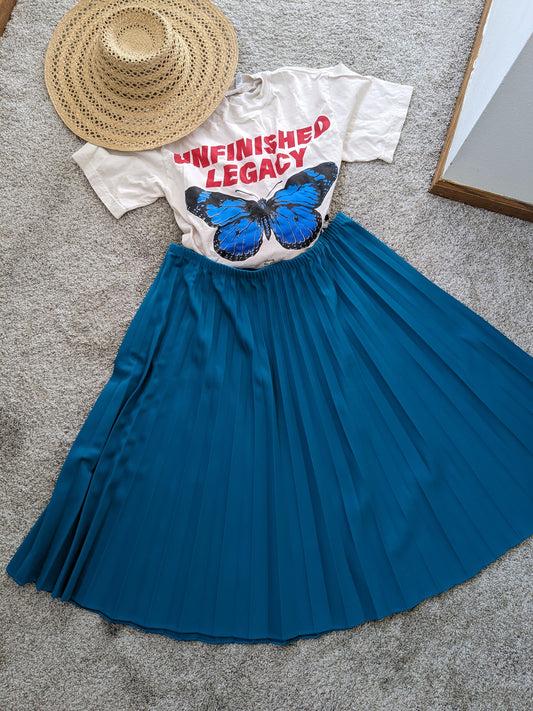 1970s teal pleated skirt Skirt Rad Bonnie's Vintage