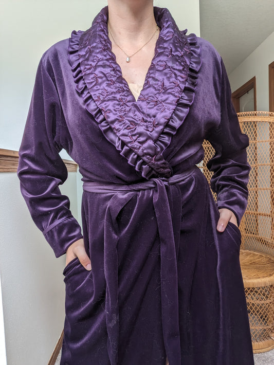 1980s purple velour robe Robe Rad Bonnie's Vintage