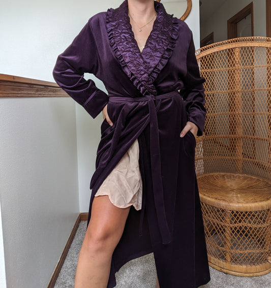 1980s purple velour robe Robe Rad Bonnie's Vintage