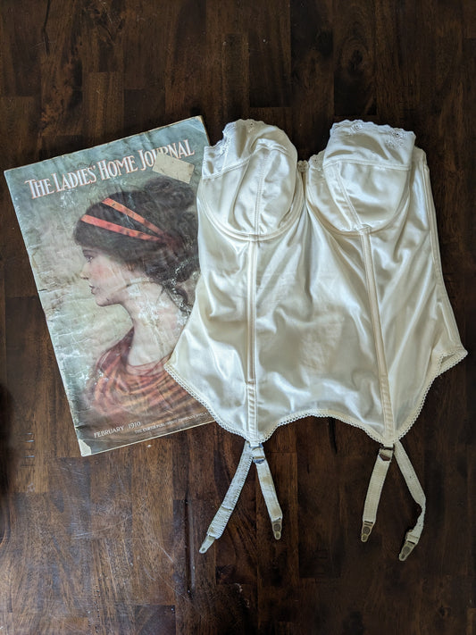 1970s cream bustier Lingerie Rad Bonnie's Vintage
