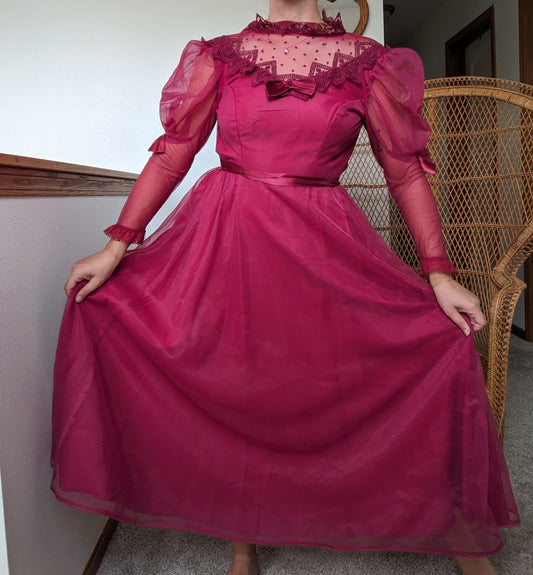 1980s Merlot Victorian dress Dress Rad Bonnie's Vintage