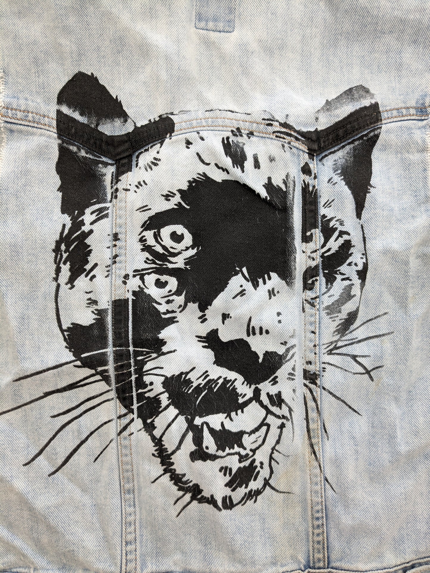 1990s distressed painted denim vest Vest Rad Bonnie's Vintage