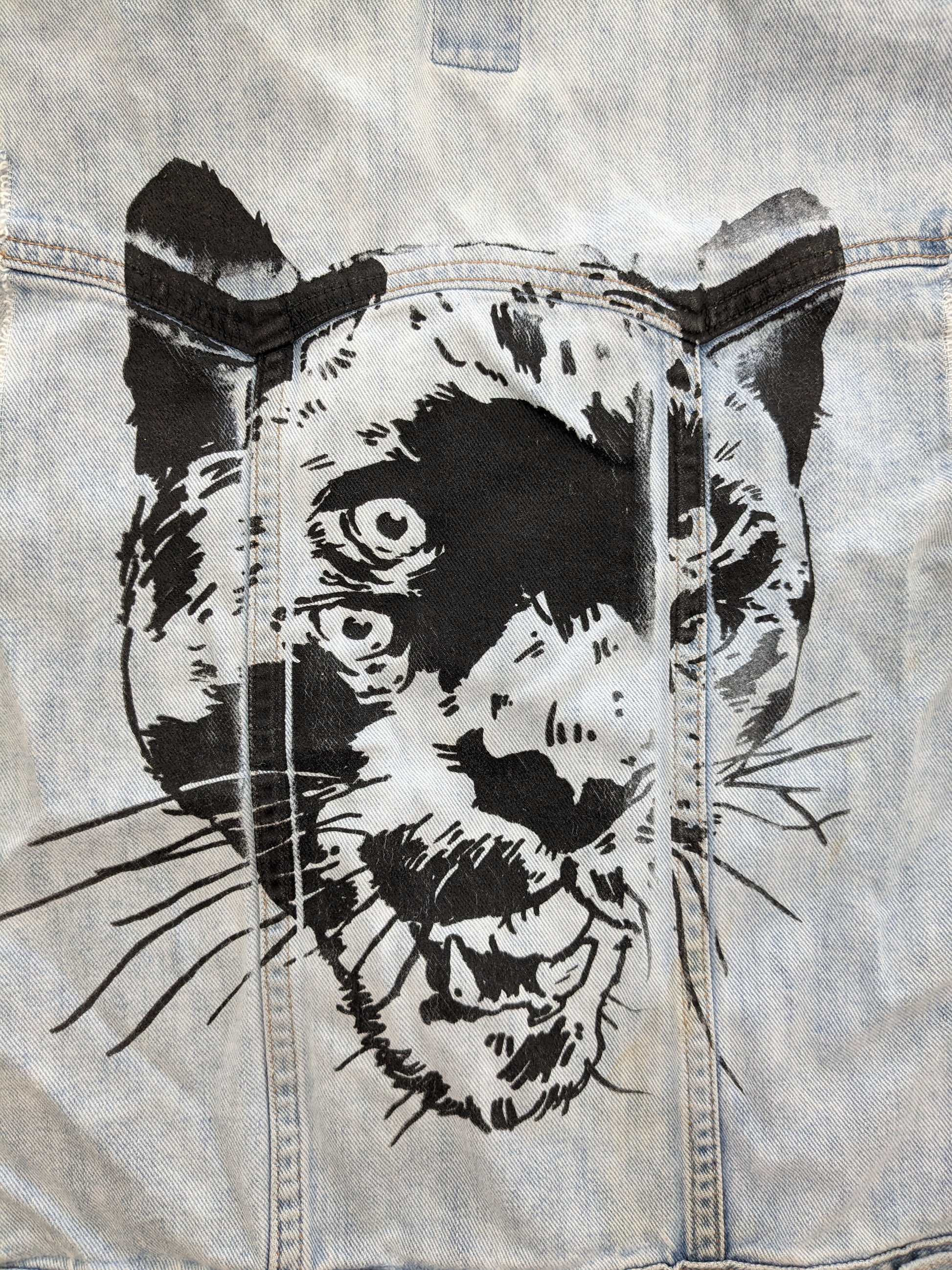 1990s distressed painted denim vest Vest Rad Bonnie's Vintage