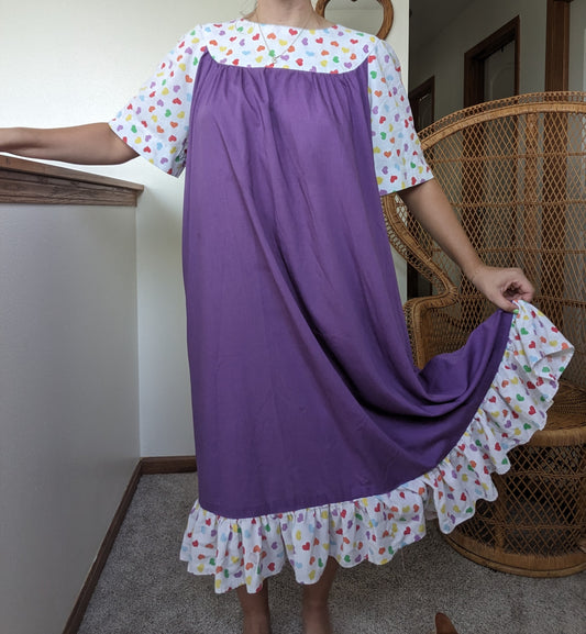 1970s purple rainbow heart tent dress Dress Rad Bonnie's Vintage