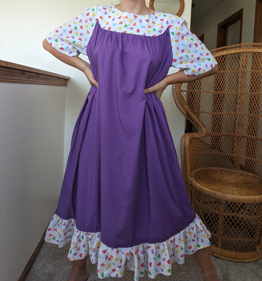 1970s purple rainbow heart tent dress Dress Rad Bonnie's Vintage