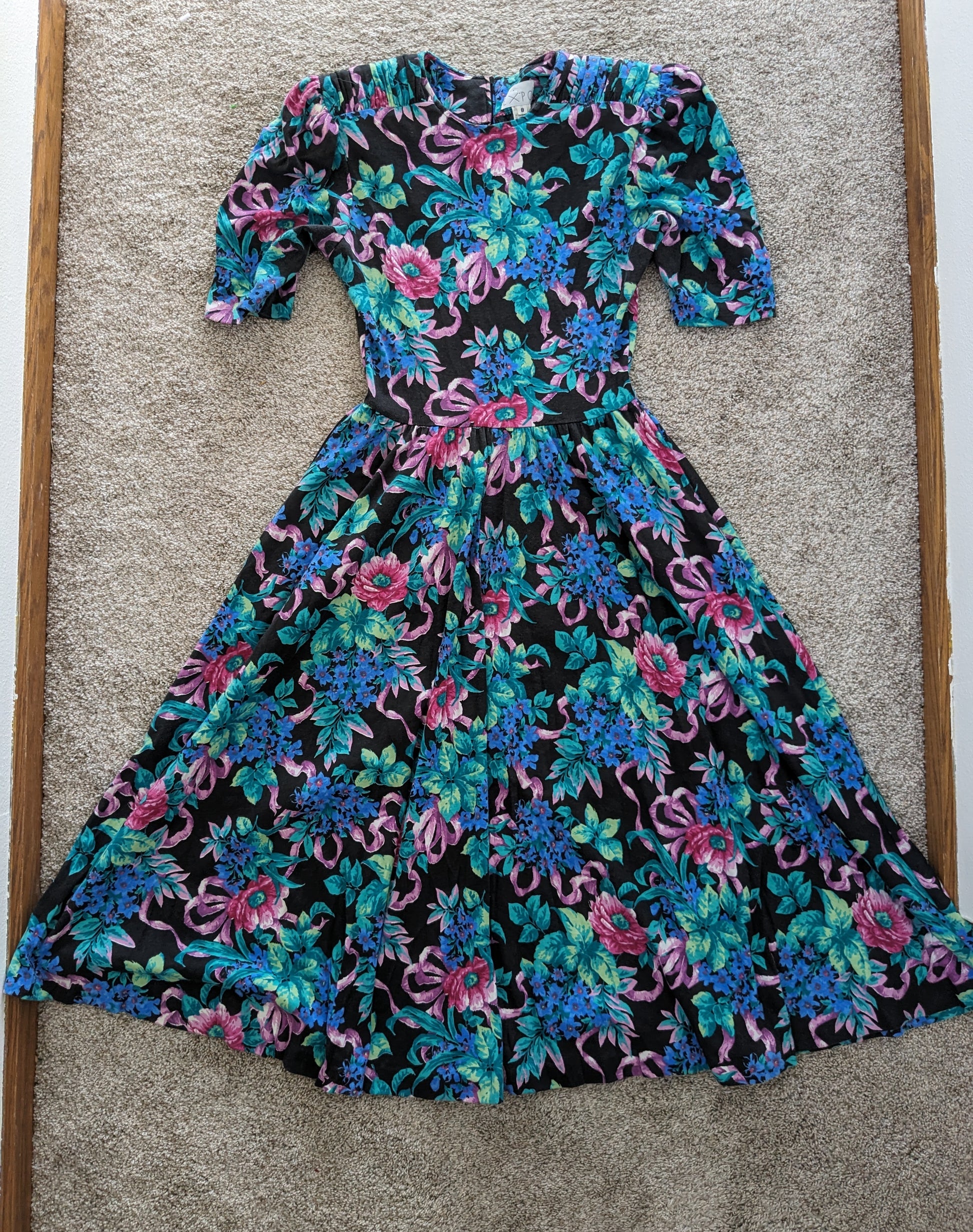 1980s floral puff sleeve dress Dress Rad Bonnie's Vintage