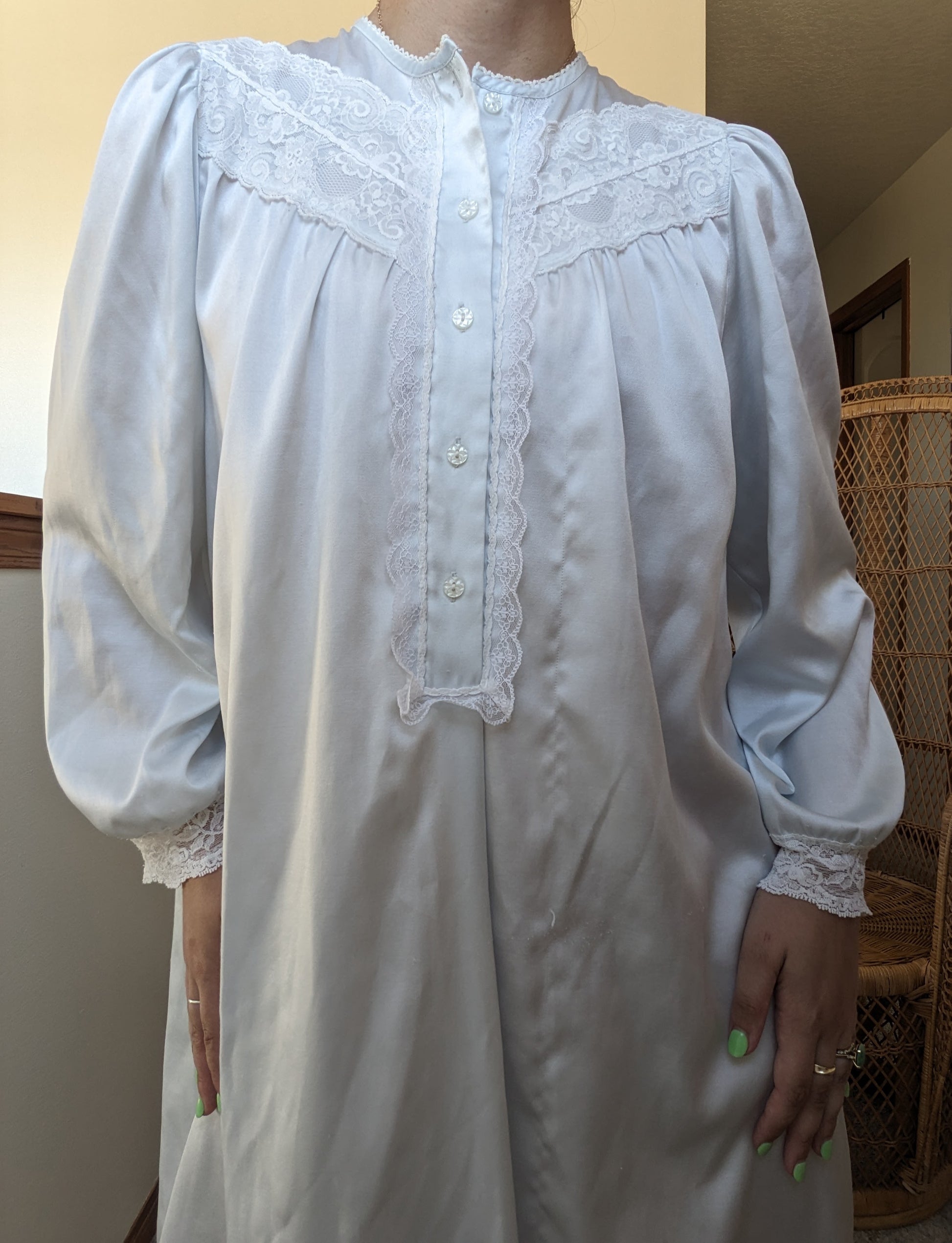 1980s Christian Dior powder blue nightgown nightgown Rad Bonnie's Vintage