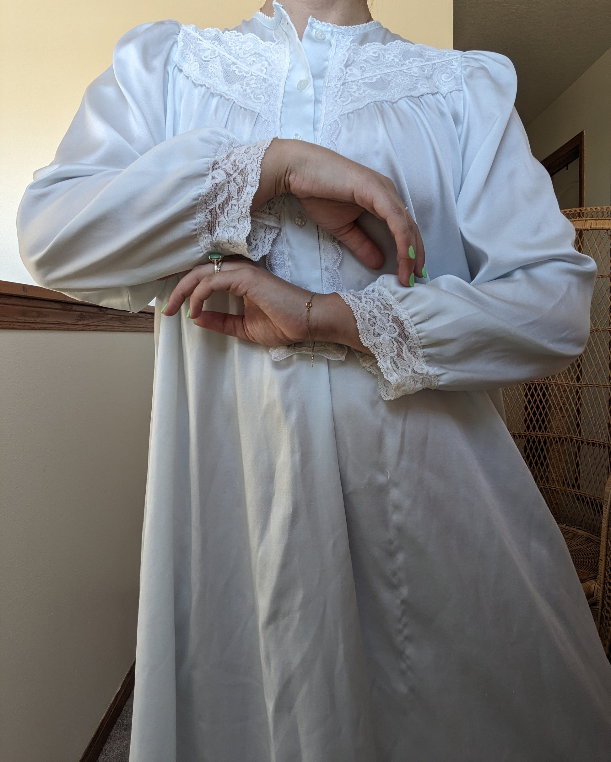1980s Christian Dior powder blue nightgown nightgown Rad Bonnie's Vintage