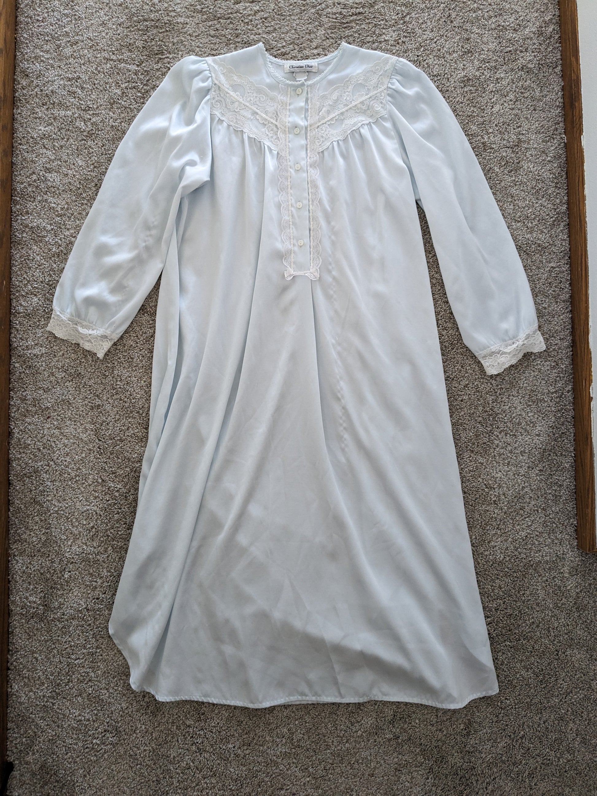 1980s Christian Dior powder blue nightgown nightgown Rad Bonnie's Vintage