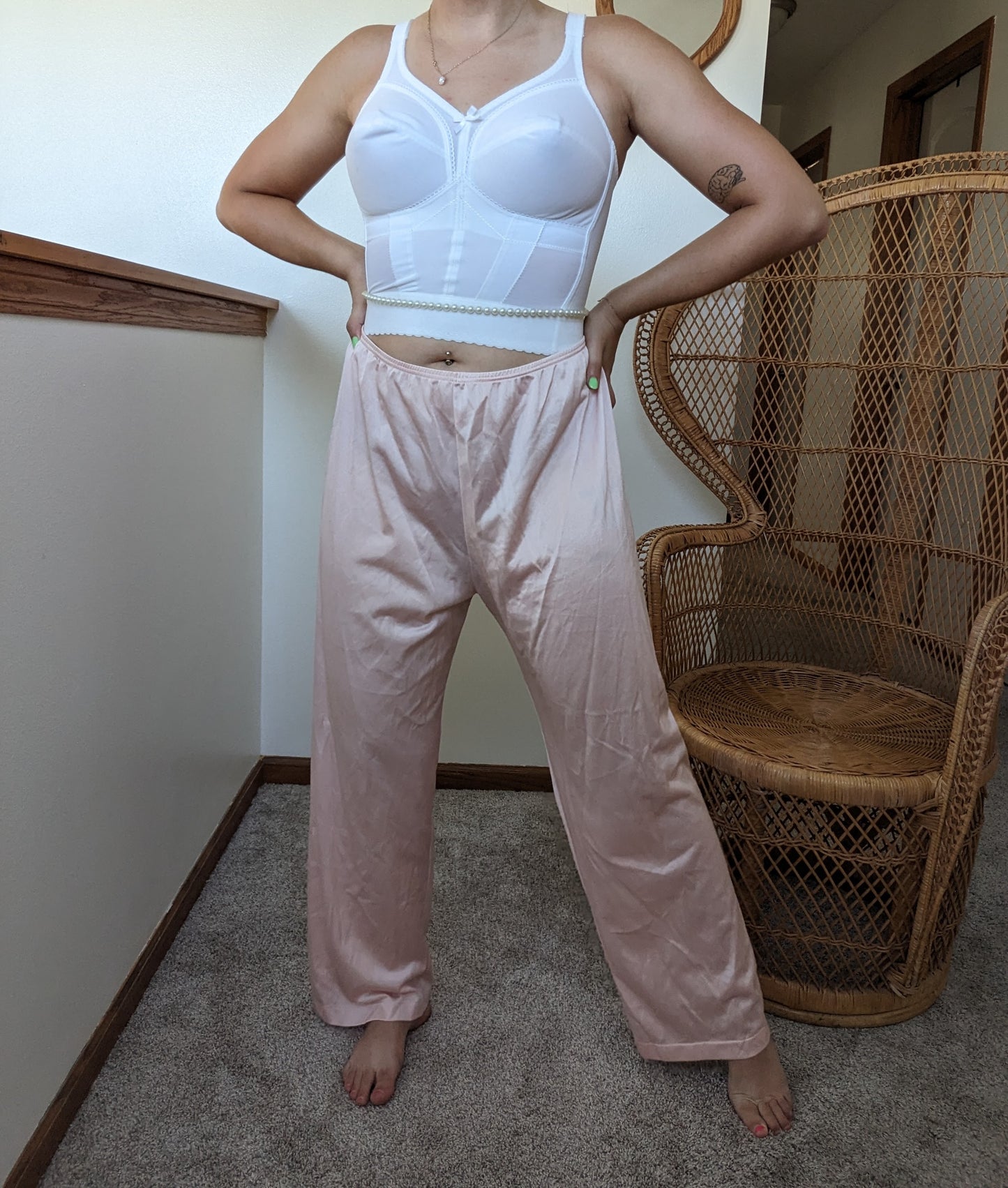 1970s Vanity Fair blush nylon pajama pants Pajamas Rad Bonnie's Vintage
