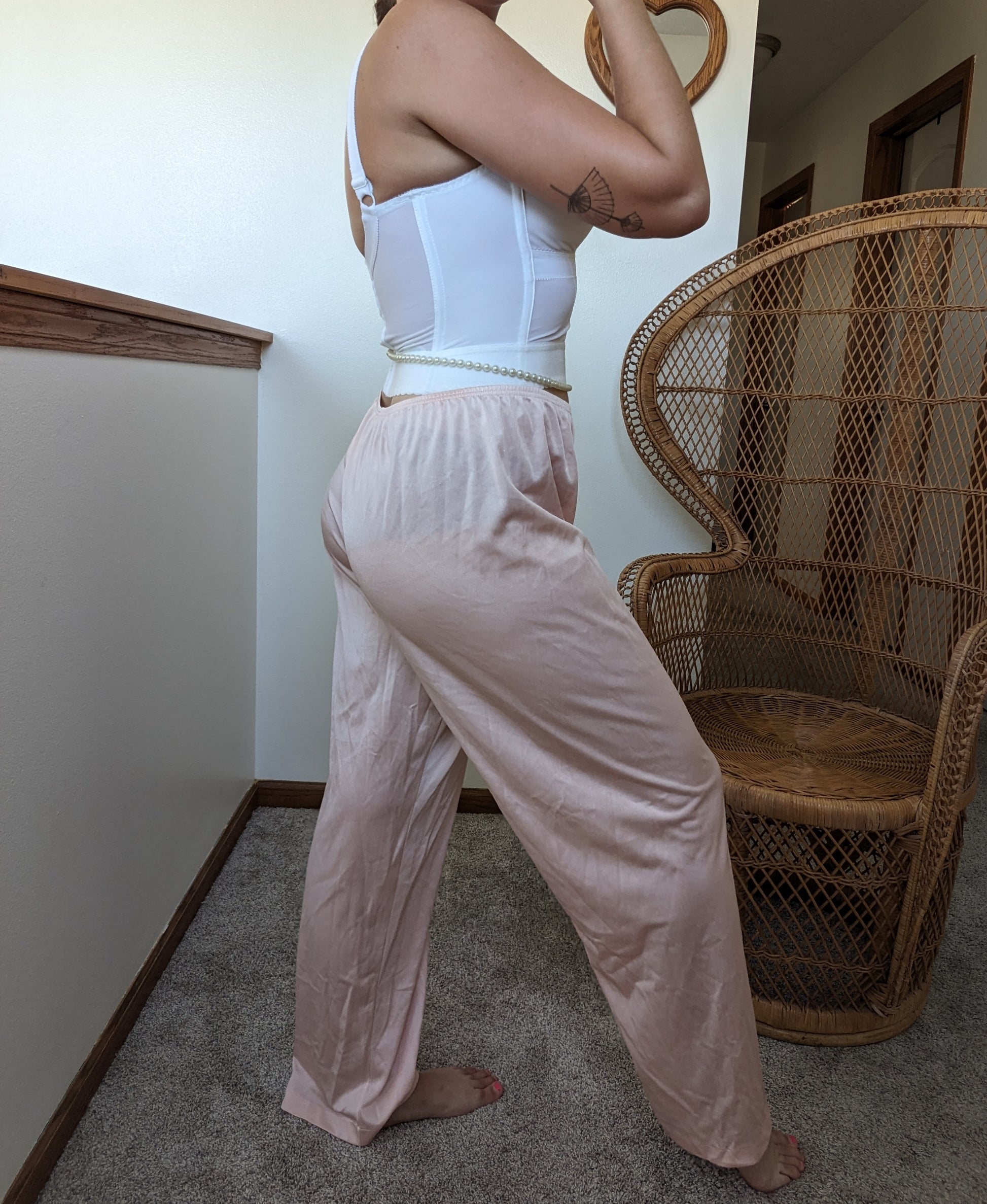 1970s Vanity Fair blush nylon pajama pants Pajamas Rad Bonnie's Vintage