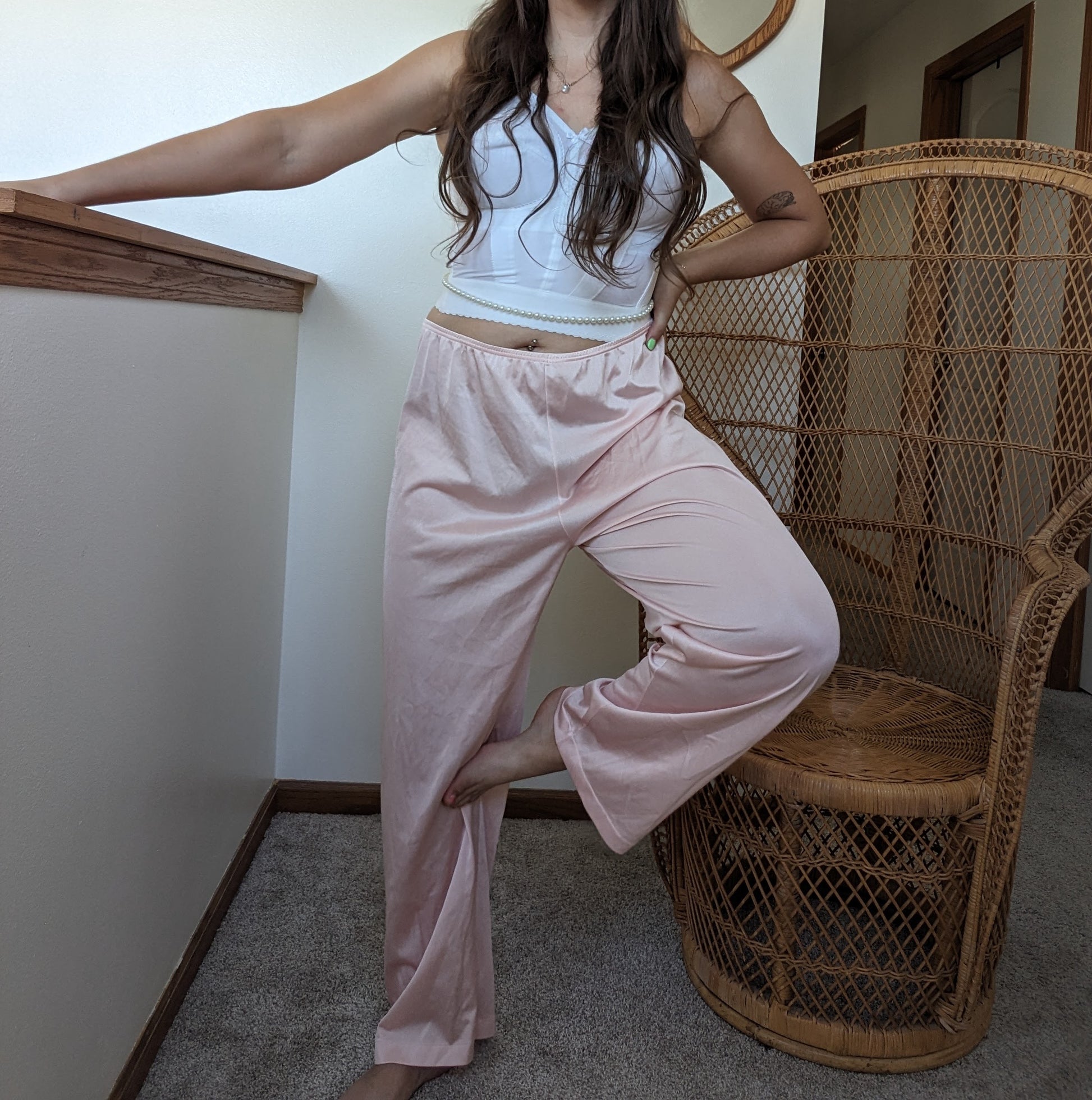 1970s Vanity Fair blush nylon pajama pants Pajamas Rad Bonnie's Vintage