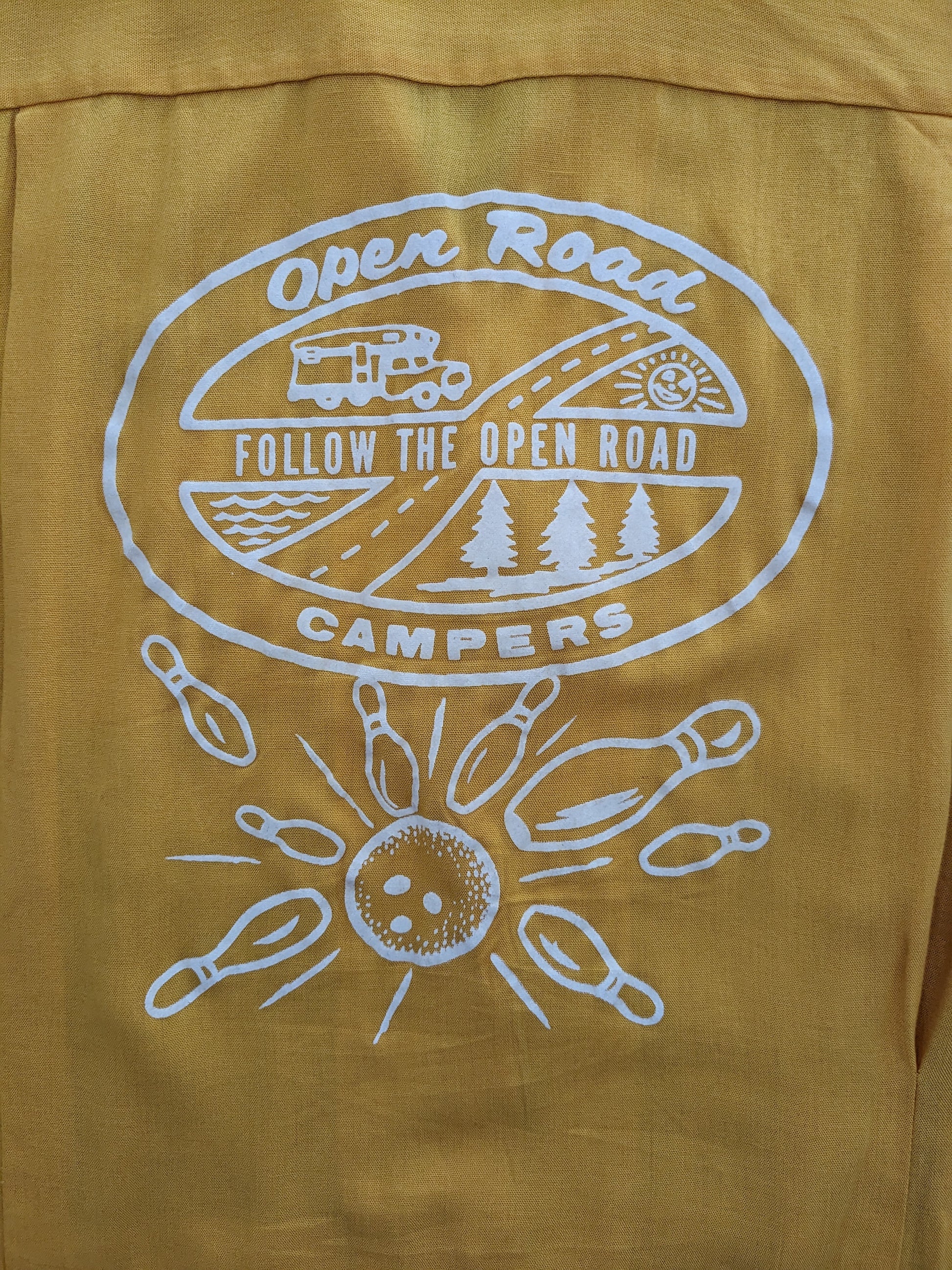 1950s goldenrod chain stitch bowling shirt Top Rad Bonnie's Vintage