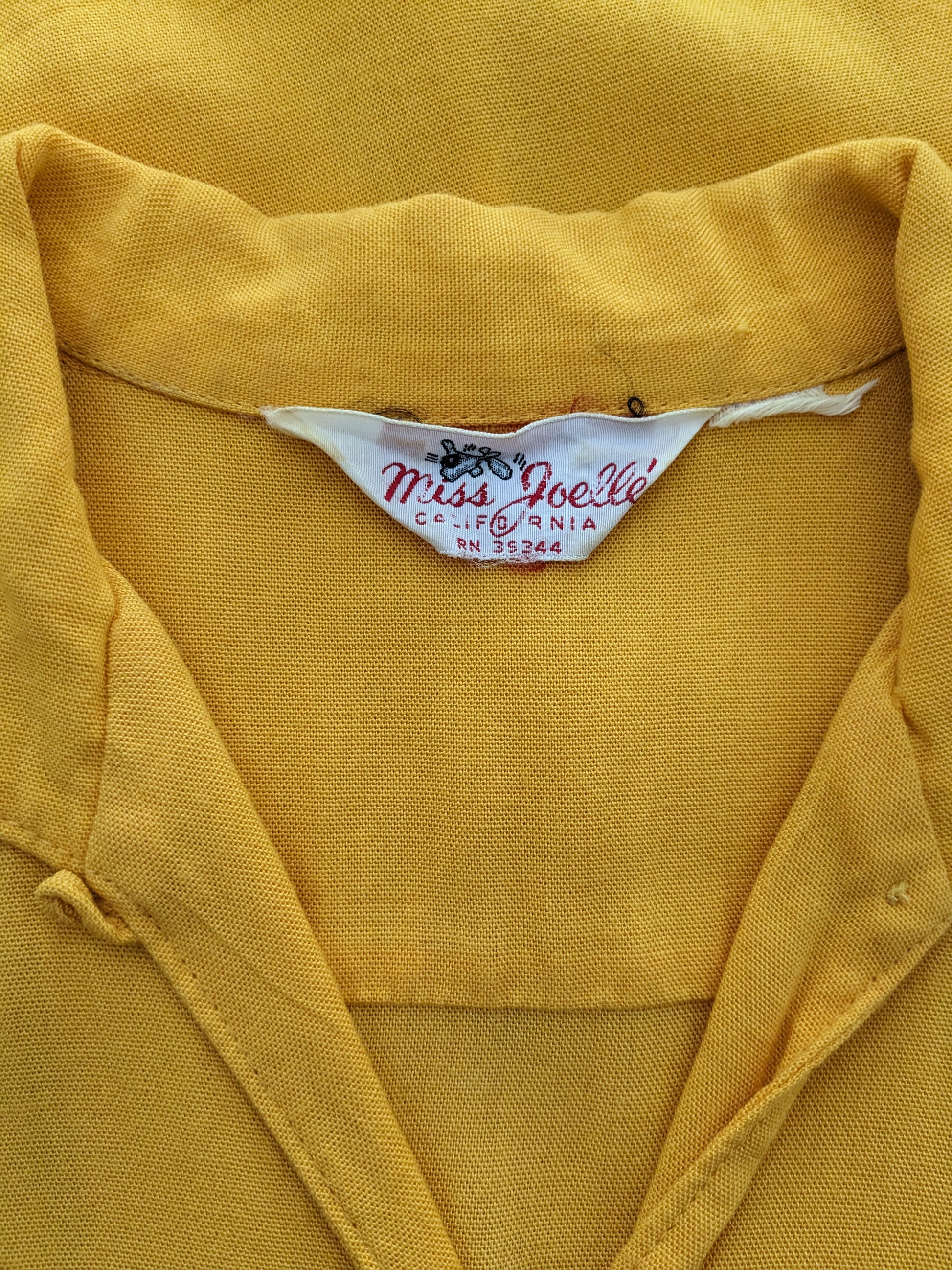 1950s goldenrod chain stitch bowling shirt Top Rad Bonnie's Vintage