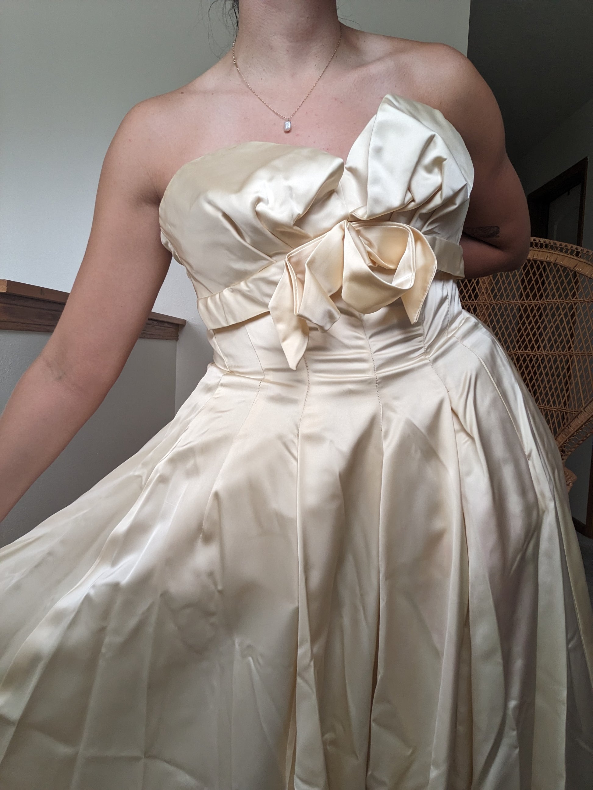 1950s silk satin wedding gown Dress Rad Bonnie's Vintage