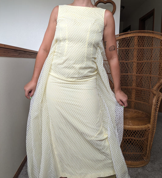 1960s union made pale yellow cape dress Dress Rad Bonnie's Vintage