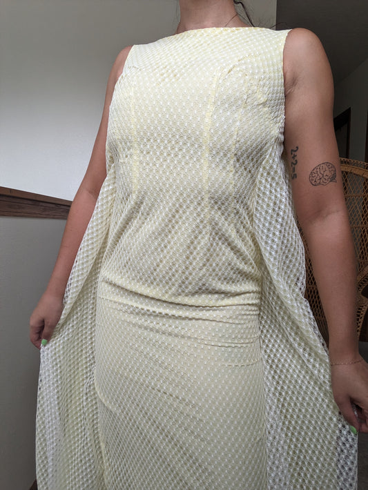 1960s union made pale yellow cape dress Dress Rad Bonnie's Vintage