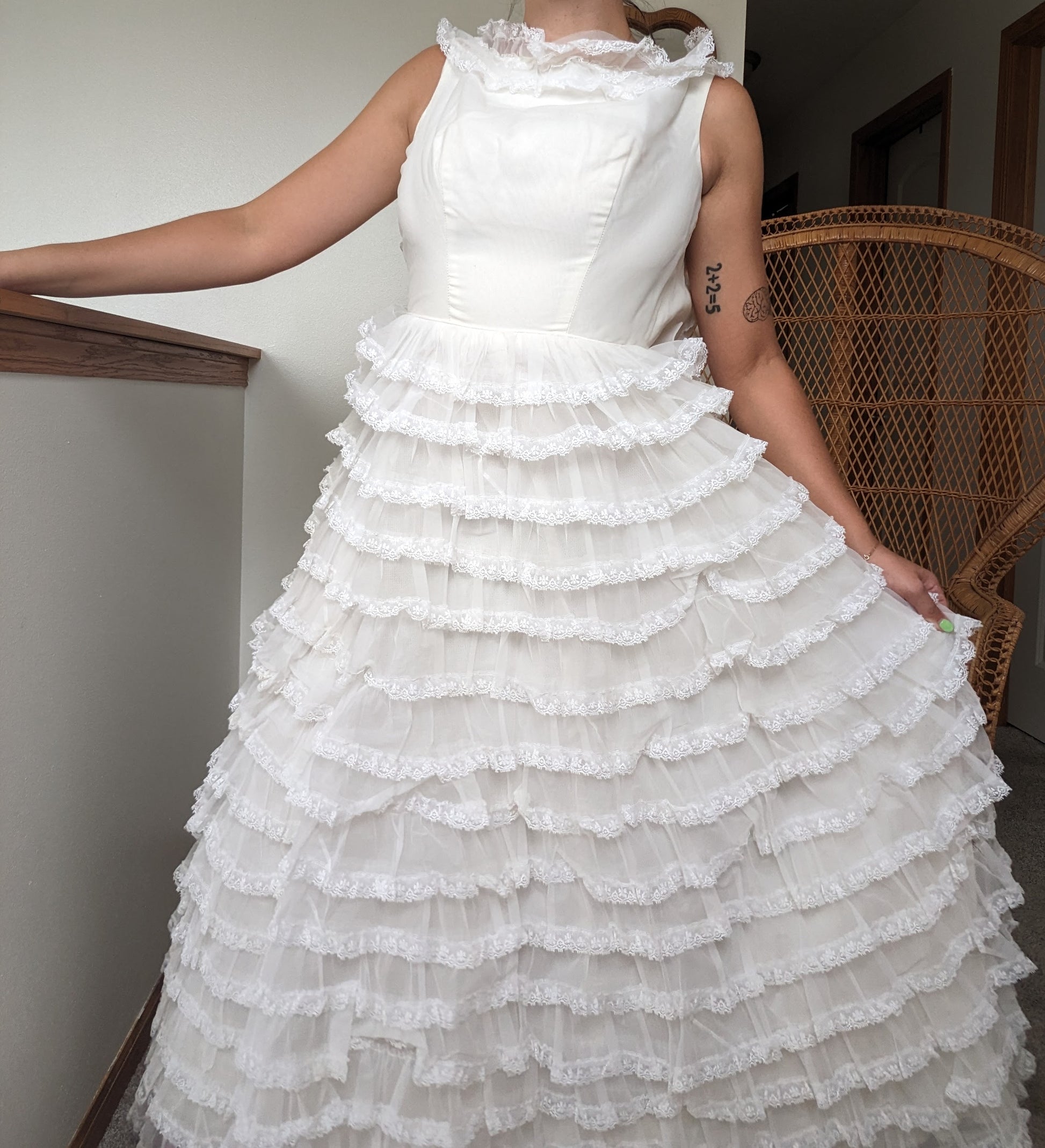 1960s tiered lace ruffle wedding gown Dress Rad Bonnie's Vintage