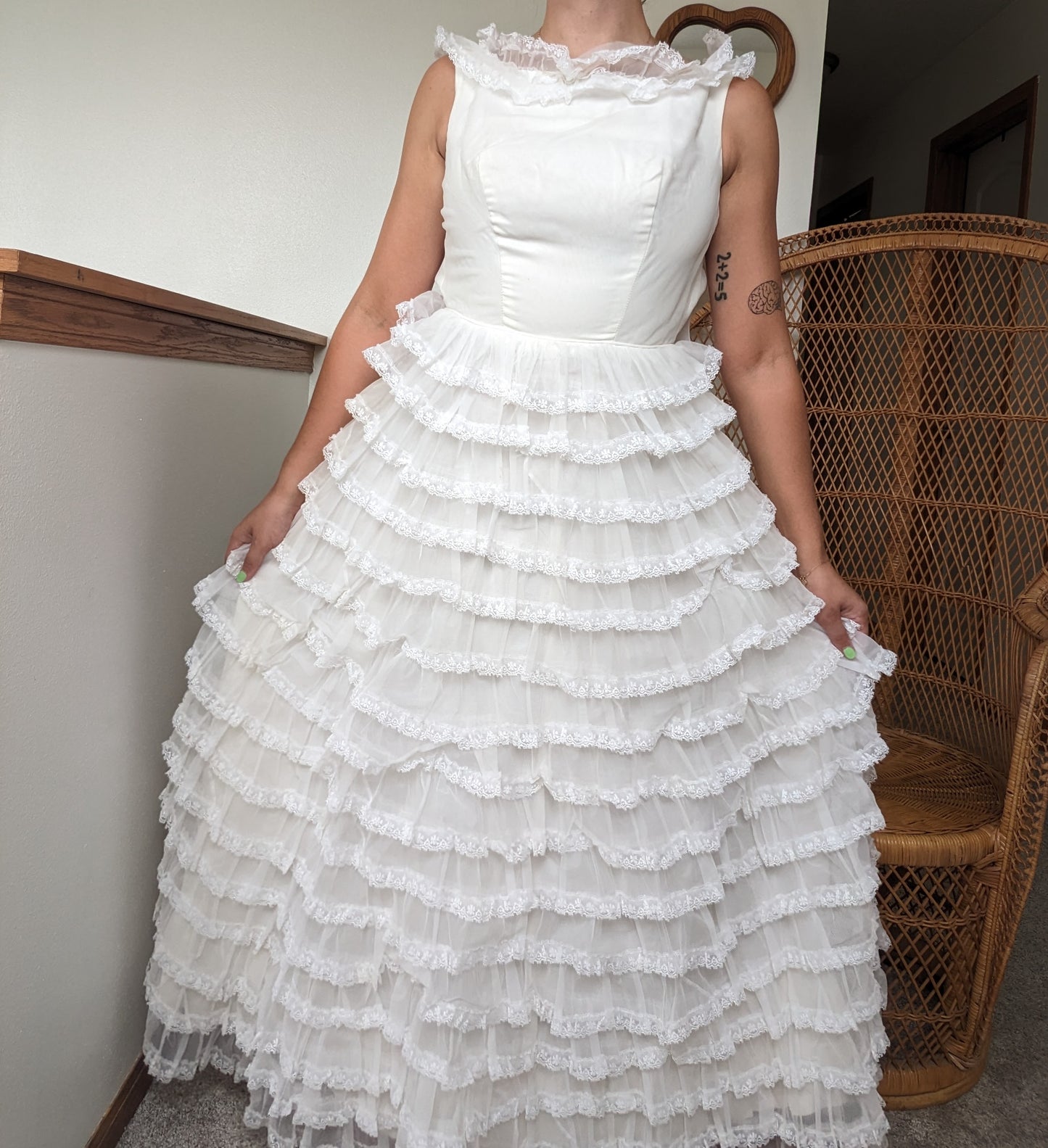 1960s tiered lace ruffle wedding gown Dress Rad Bonnie's Vintage