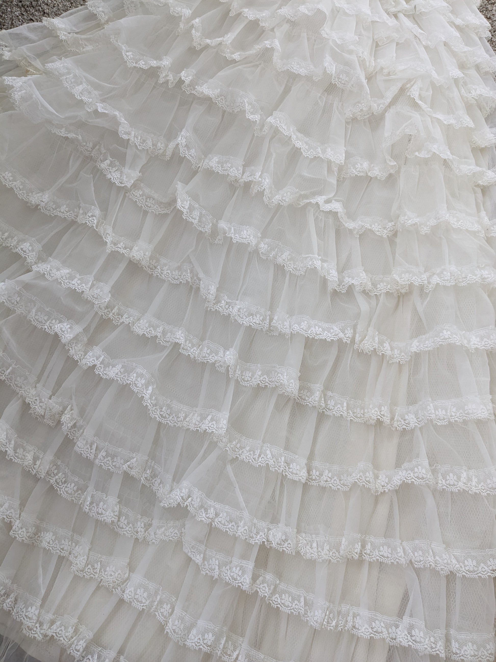 1960s tiered lace ruffle wedding gown Dress Rad Bonnie's Vintage