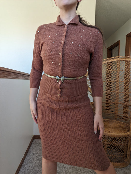 1940s cinnamon sweater set Sweater Set Rad Bonnie's Vintage