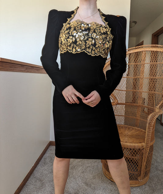 1980s velvet and sequin cocktail dress Dress Rad Bonnie's Vintage