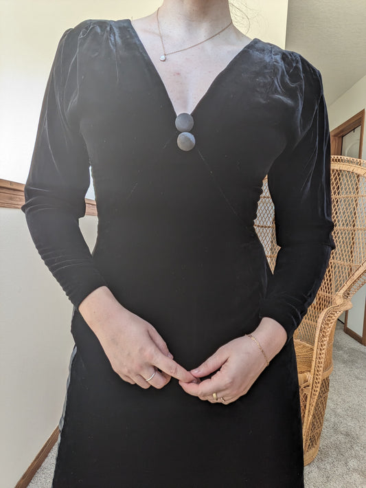 1960s black velvet cocktail dress Dress Rad Bonnie's Vintage