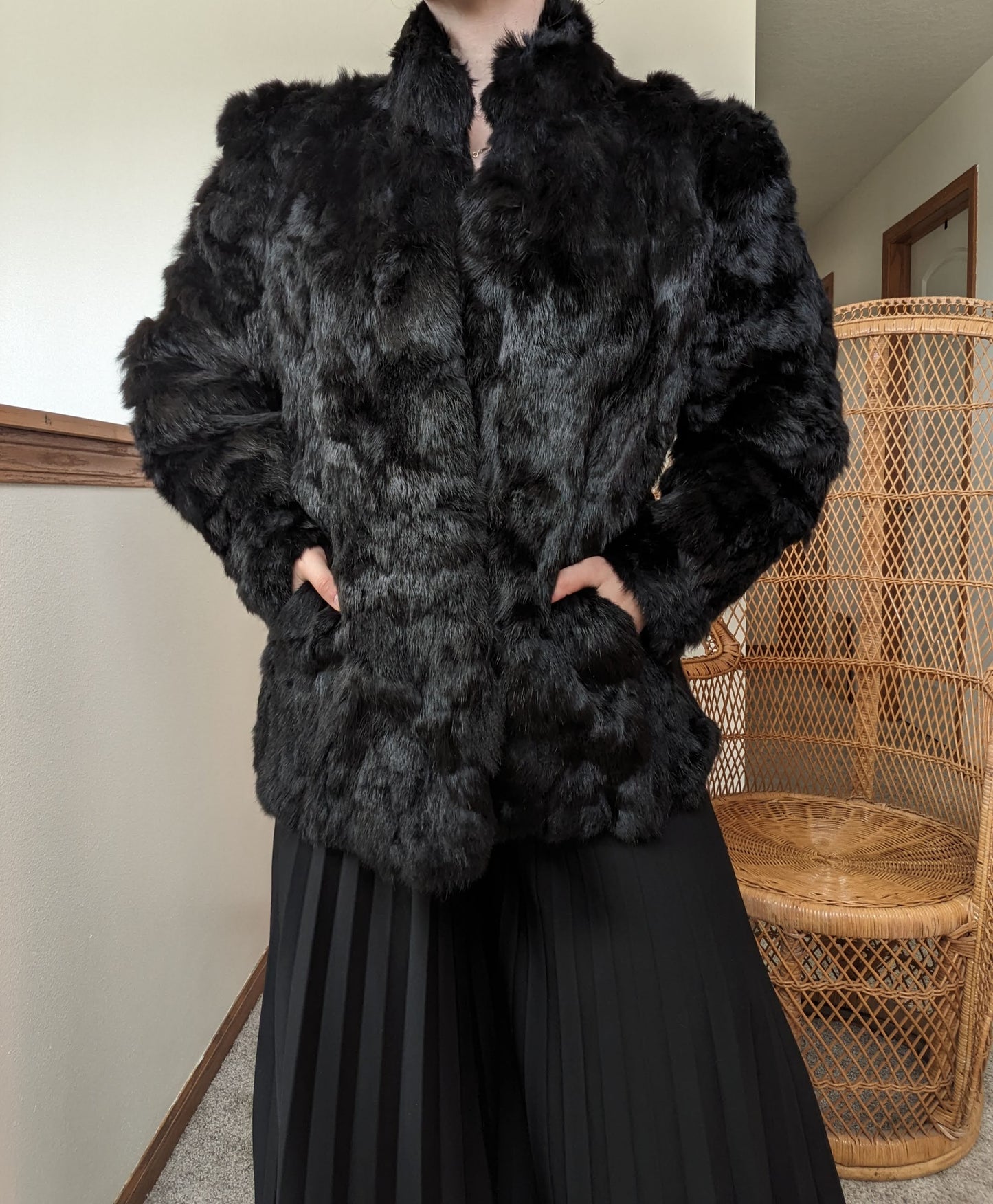 1980s black fur coat Coat Rad Bonnie's Vintage