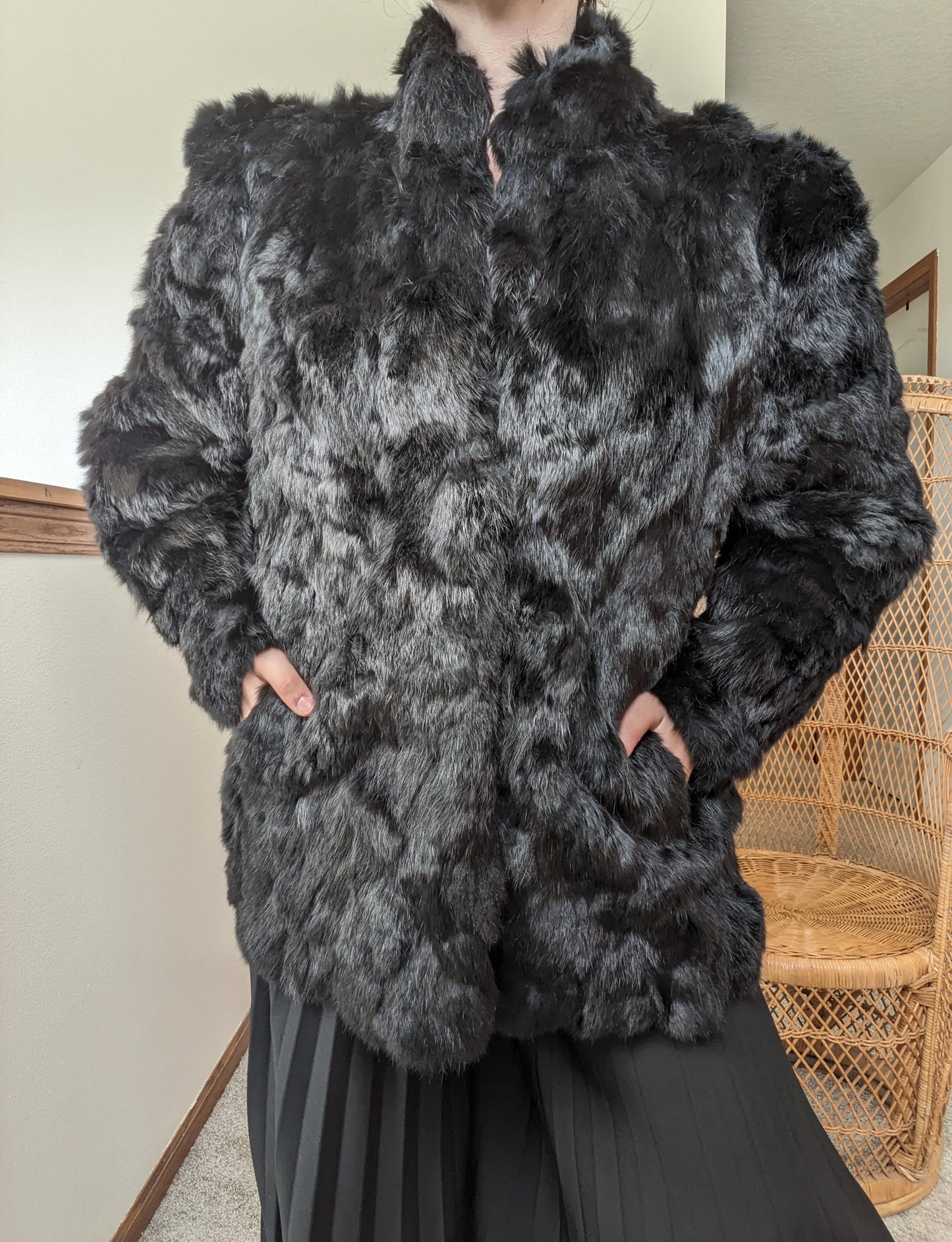 1980s black fur coat Coat Rad Bonnie's Vintage