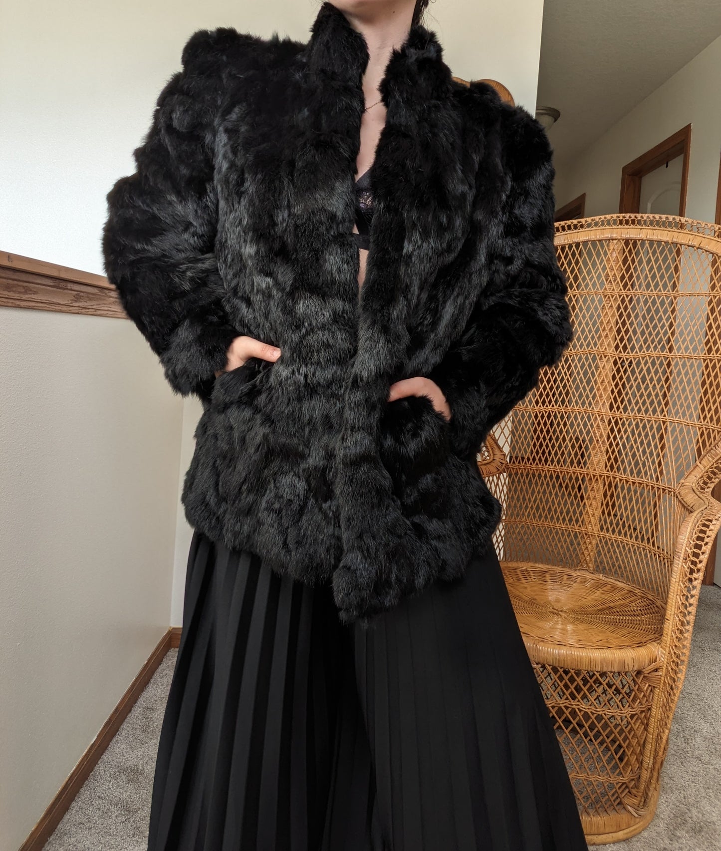 1980s black fur coat Coat Rad Bonnie's Vintage