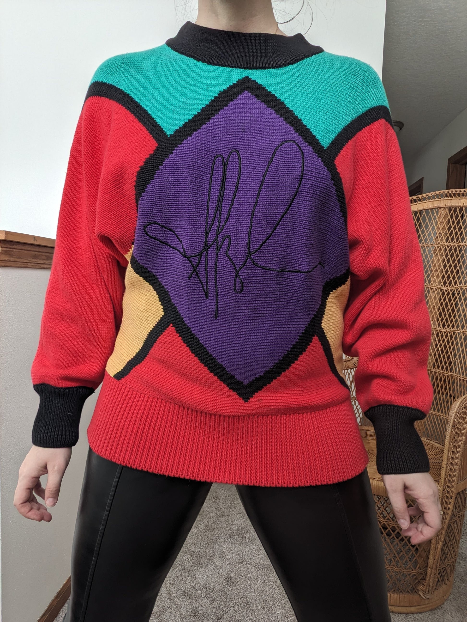 1980s Bloomingdale's color block sweater Sweater Rad Bonnie's Vintage