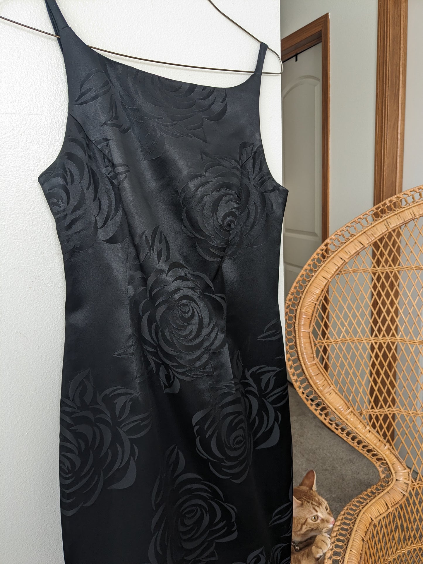 1990s black rose dress