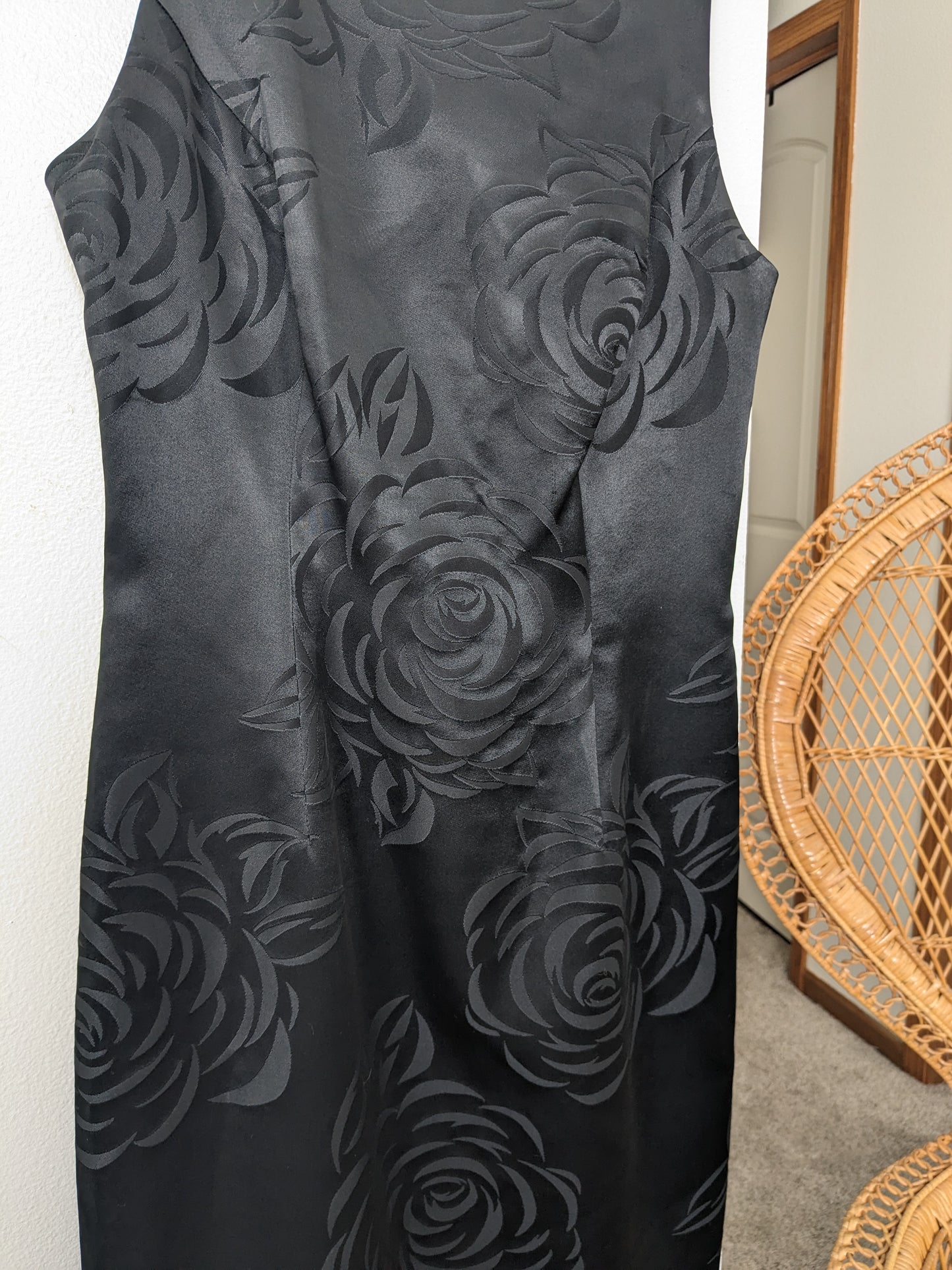 1990s black rose dress