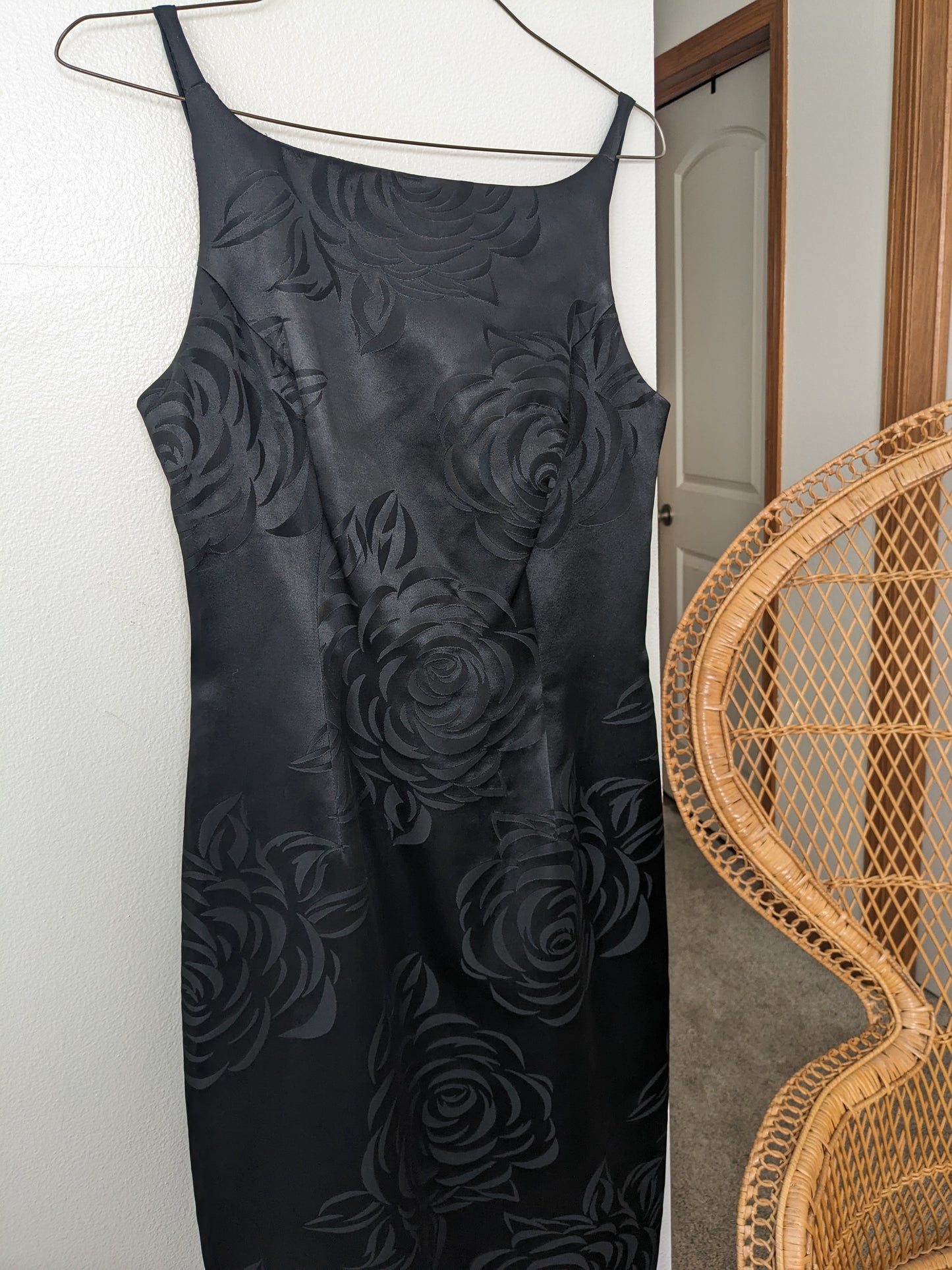 1990s black rose dress