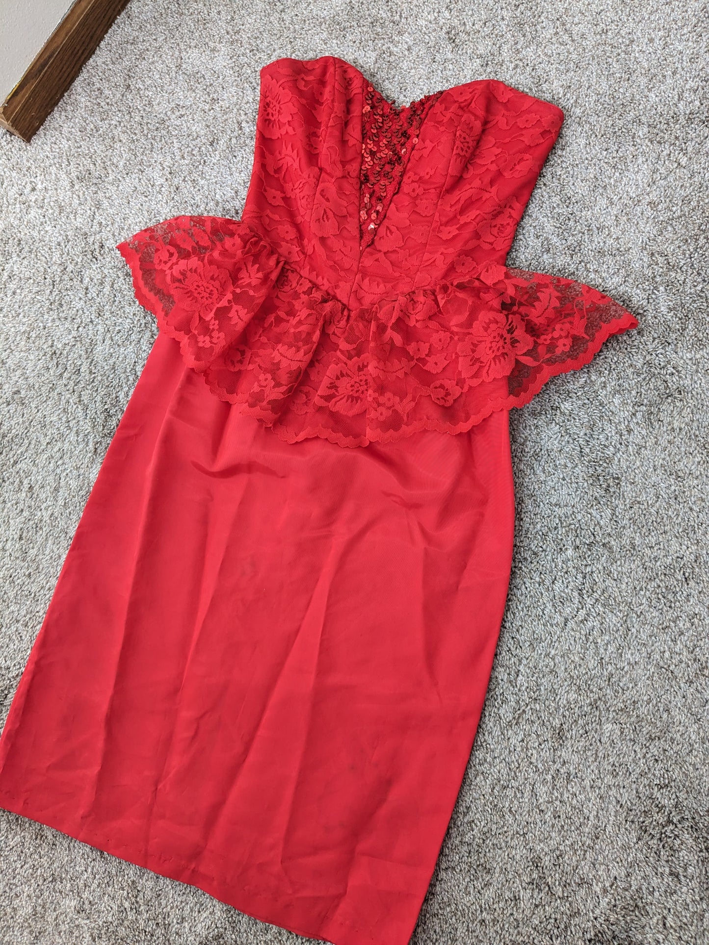 1980s sequin lace cocktail dress