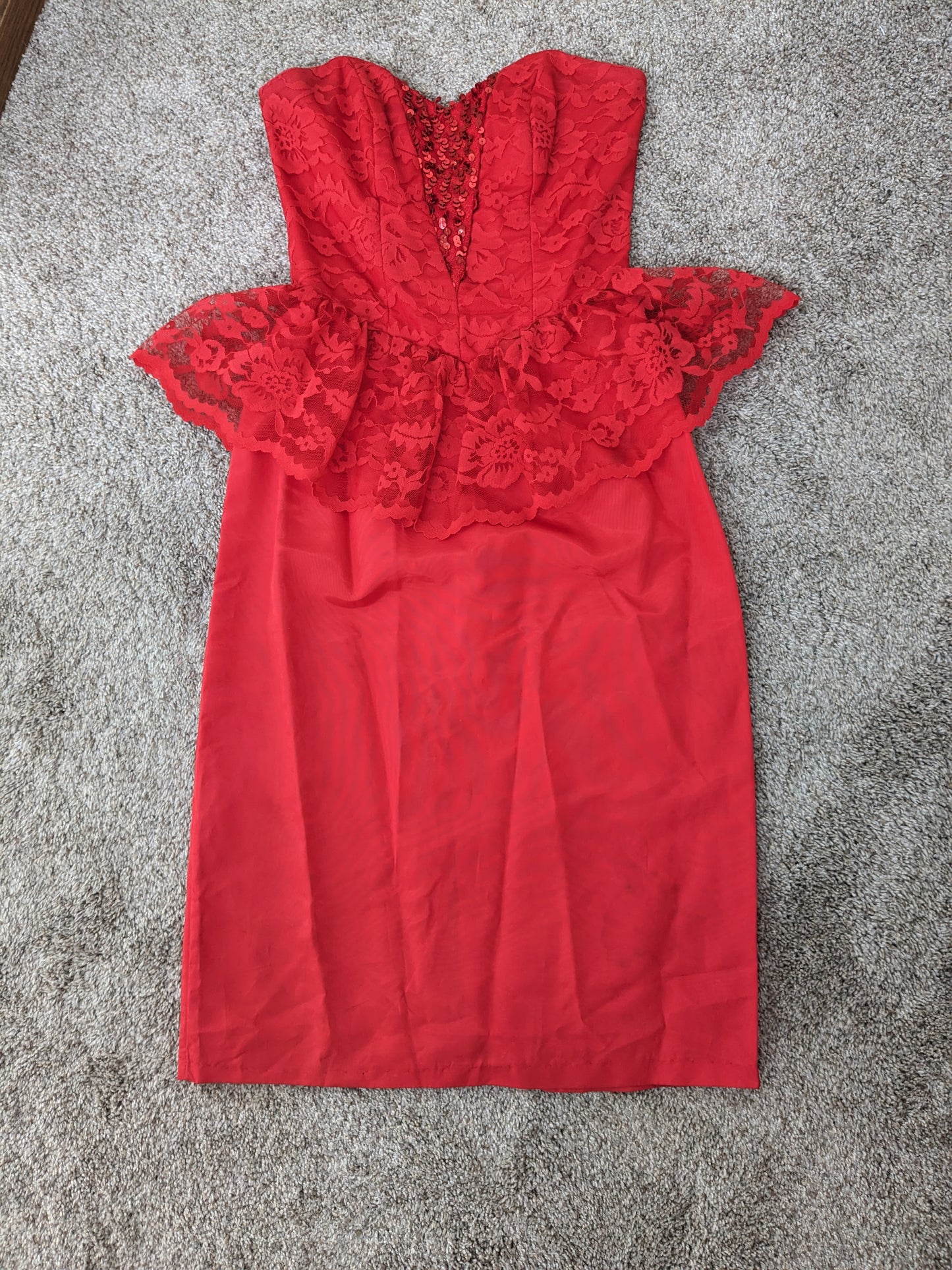 1980s sequin lace cocktail dress