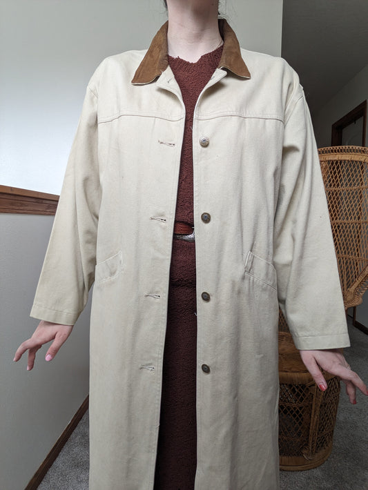 1990s suede collar duster Jacket Rad Bonnie's Vintage