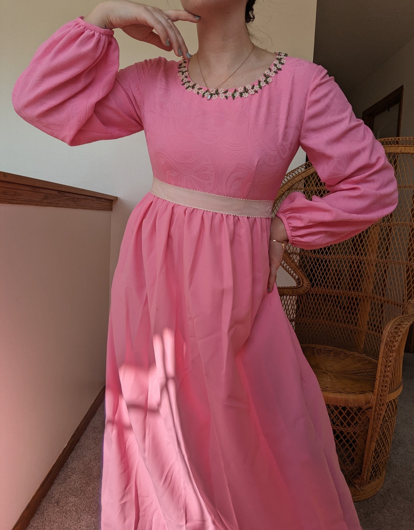 1960s pink floral maxi dress Dress Rad Bonnie's Vintage