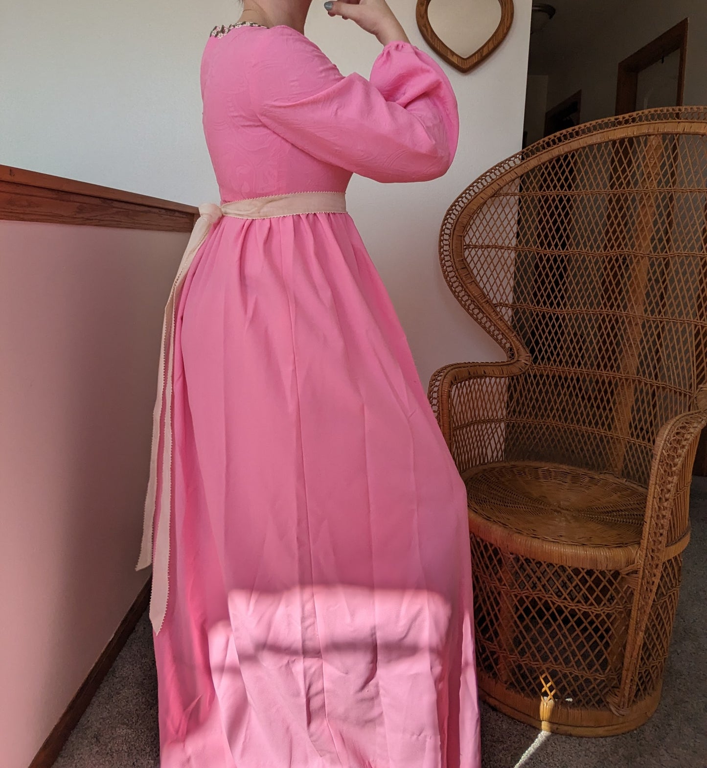 1960s pink floral maxi dress Dress Rad Bonnie's Vintage