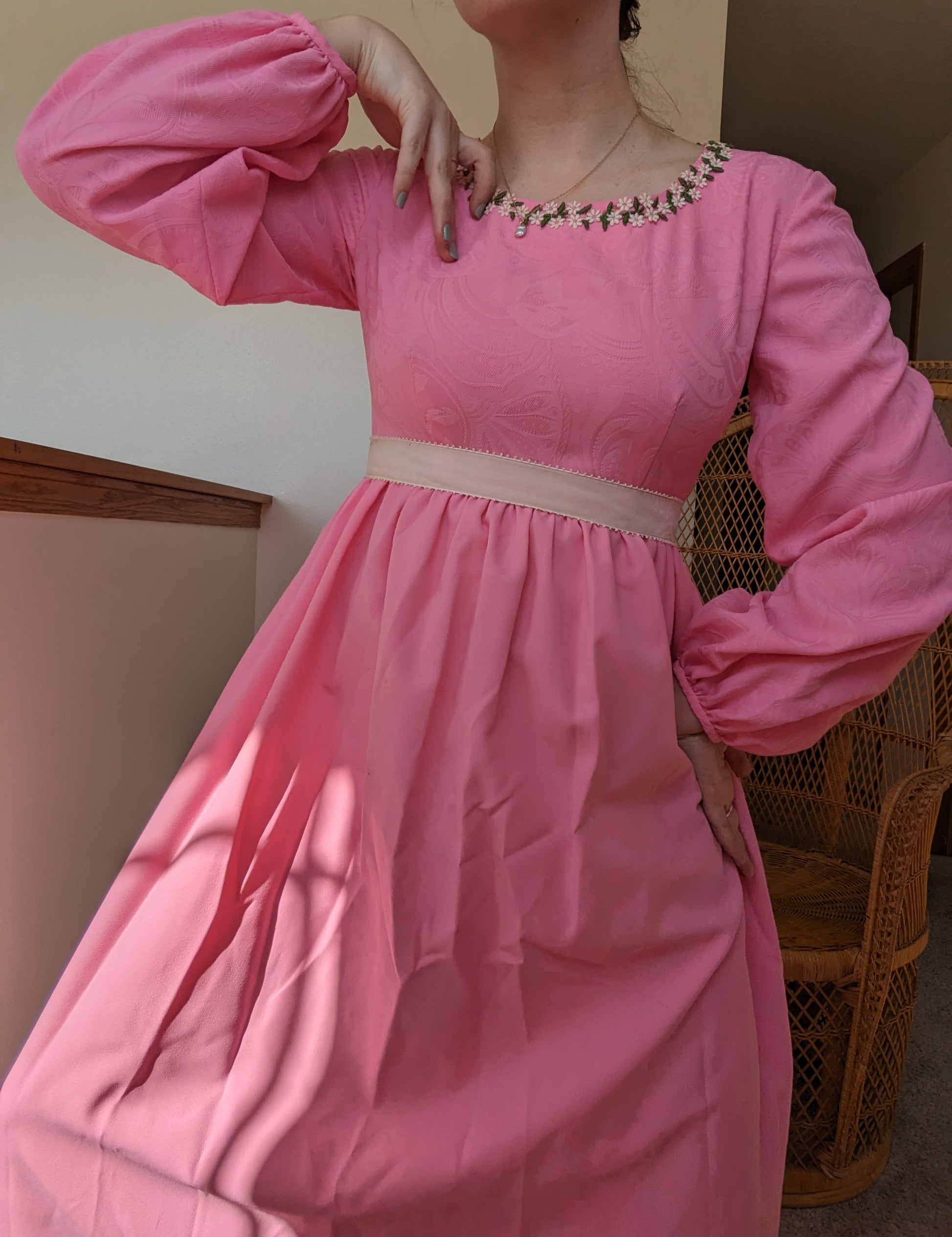 1960s pink floral maxi dress Dress Rad Bonnie's Vintage