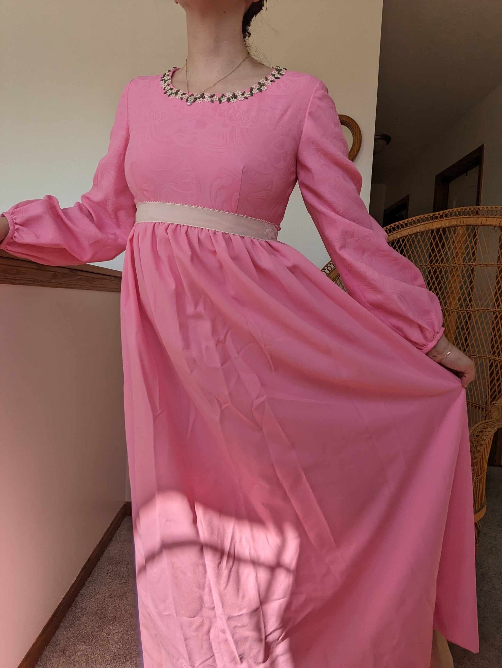 1960s pink floral maxi dress Dress Rad Bonnie's Vintage