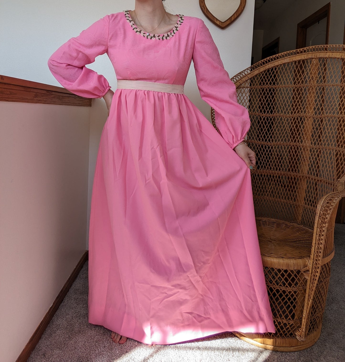 1960s pink floral maxi dress Dress Rad Bonnie's Vintage
