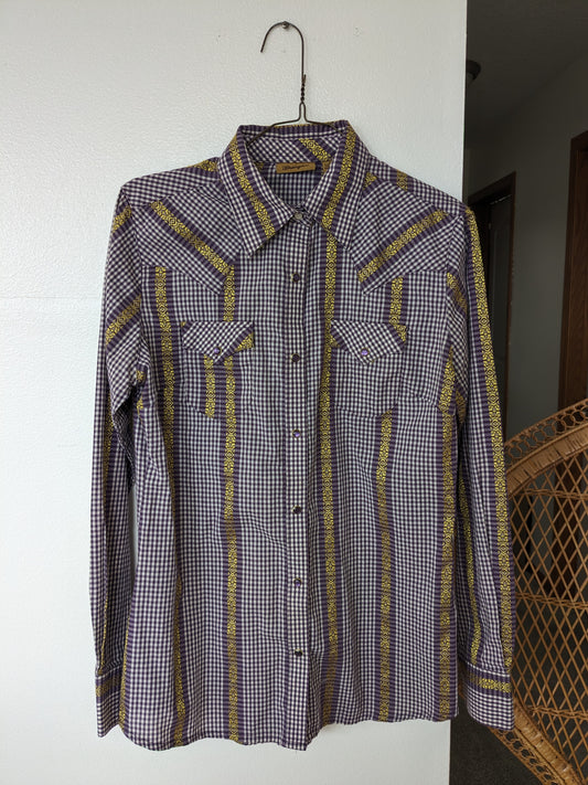 1990s purple & yellow pearl snap Western Shirt Rad Bonnie's Vintage
