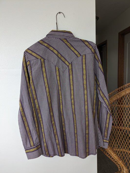 1990s purple & yellow pearl snap Western Shirt Rad Bonnie's Vintage
