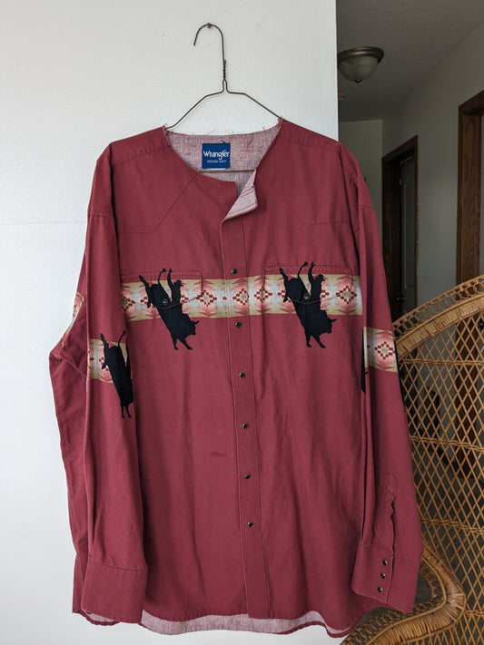 1990s bull riding pearl snap Western Shirt Rad Bonnie's Vintage